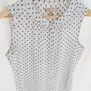 Banana Republic | Blue Anchor Sleeveless Blouse